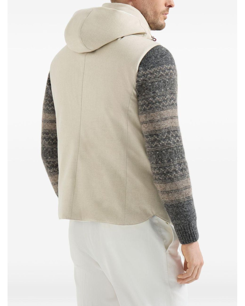 Brunello Cucinelli White Wool Padded Vest for men