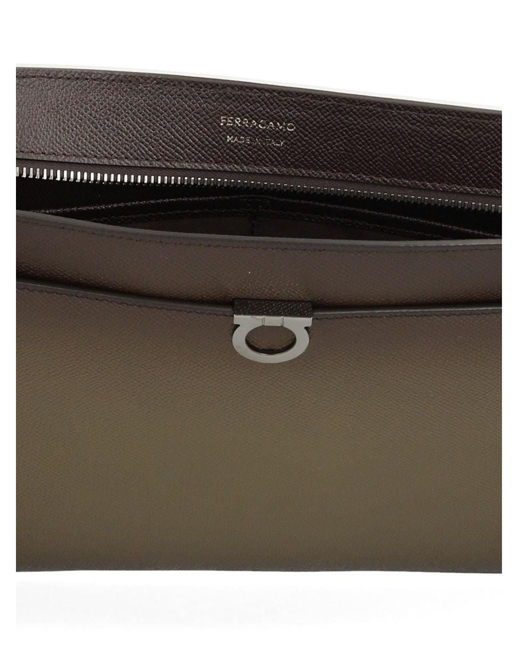 Ferragamo Brown Gancini Pouch for men