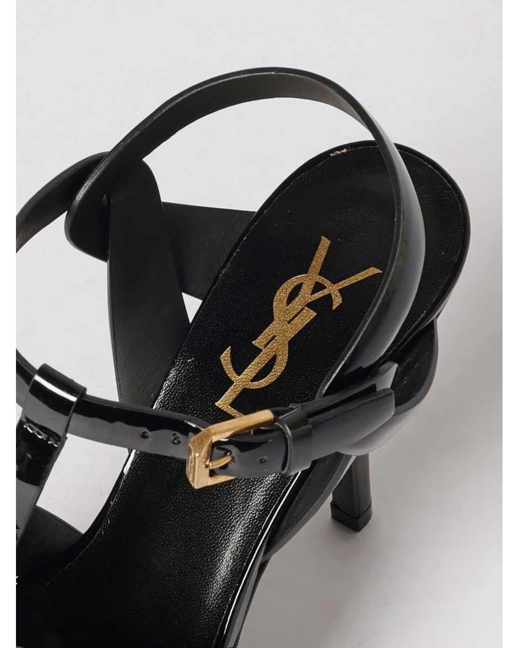 Saint Laurent Black Tribute Patent Leather Sandals