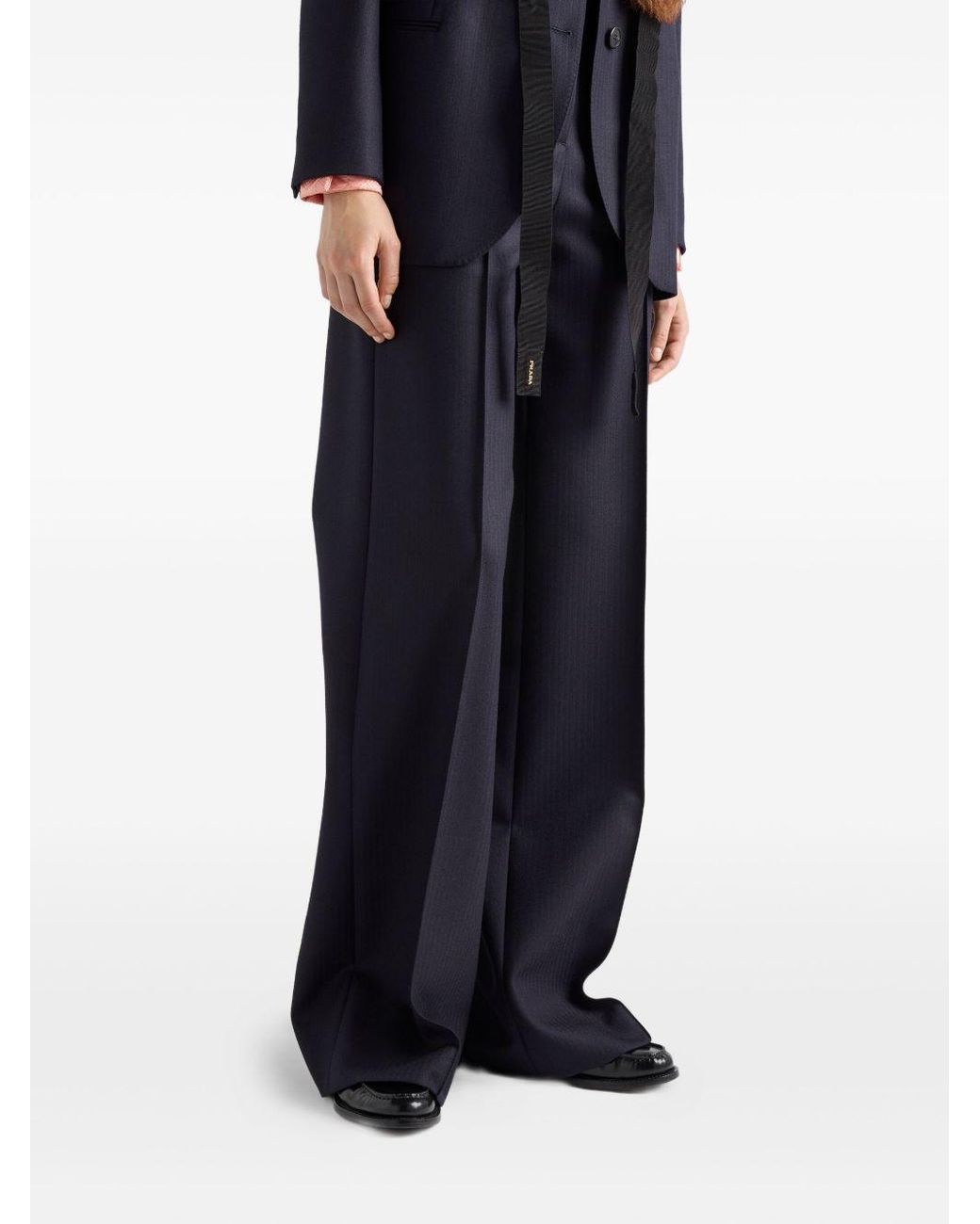 Prada Blue Wool Tailored Trousers