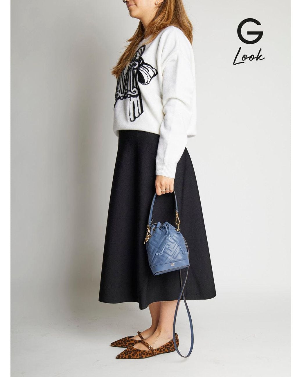 Fendi Blue 'Mon Tresor' Mini Handbag With Adjustable And Removable Shoulder Strap And All-Over Embossed Ff Motif