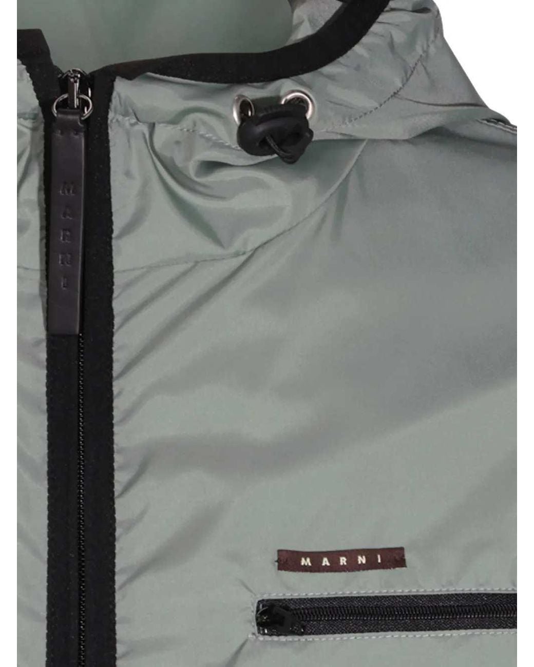 Marni Green Panelled Hooded Jacket for men