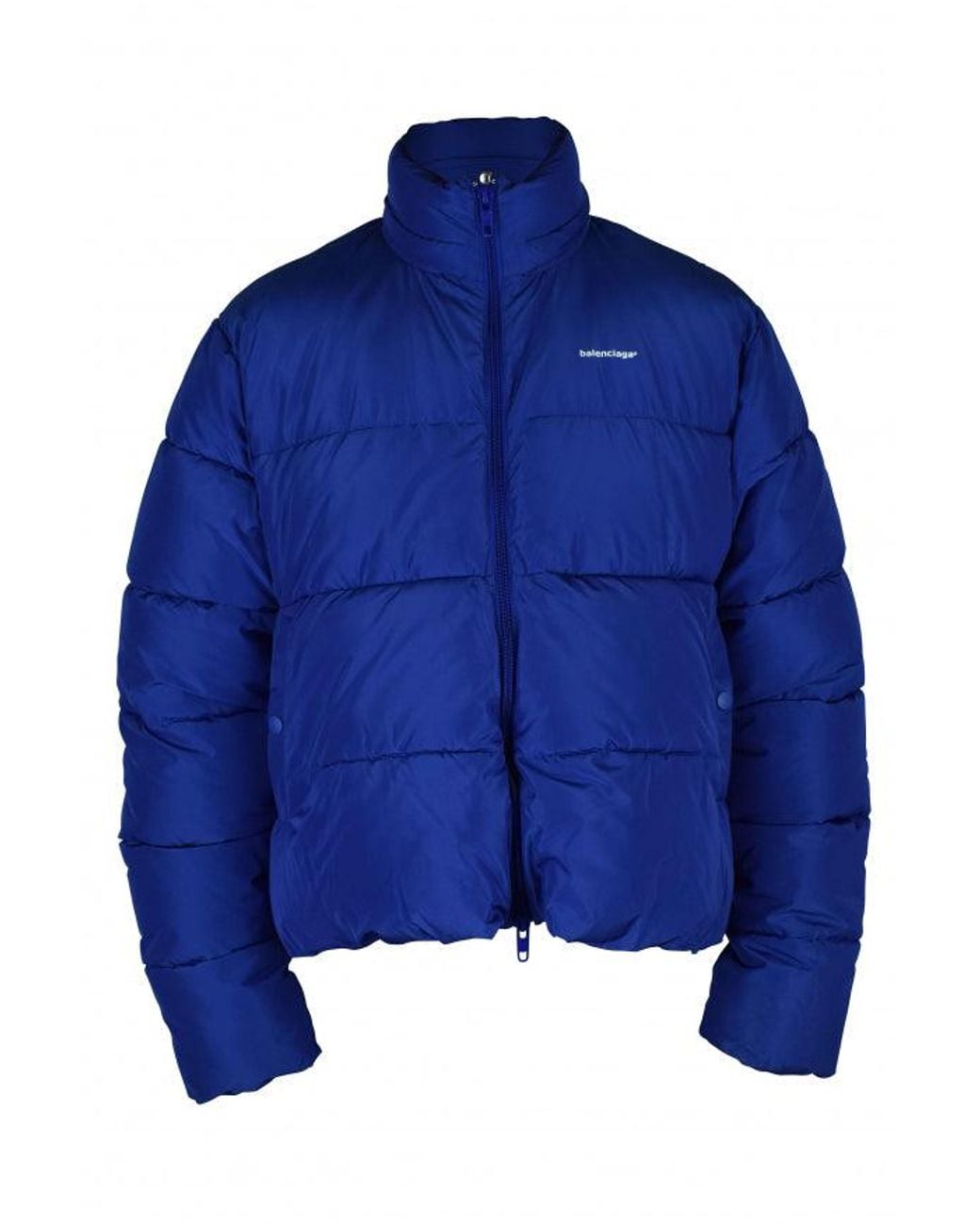 Balenciaga Blue Quilted Polyester Hooded Jacket for men
