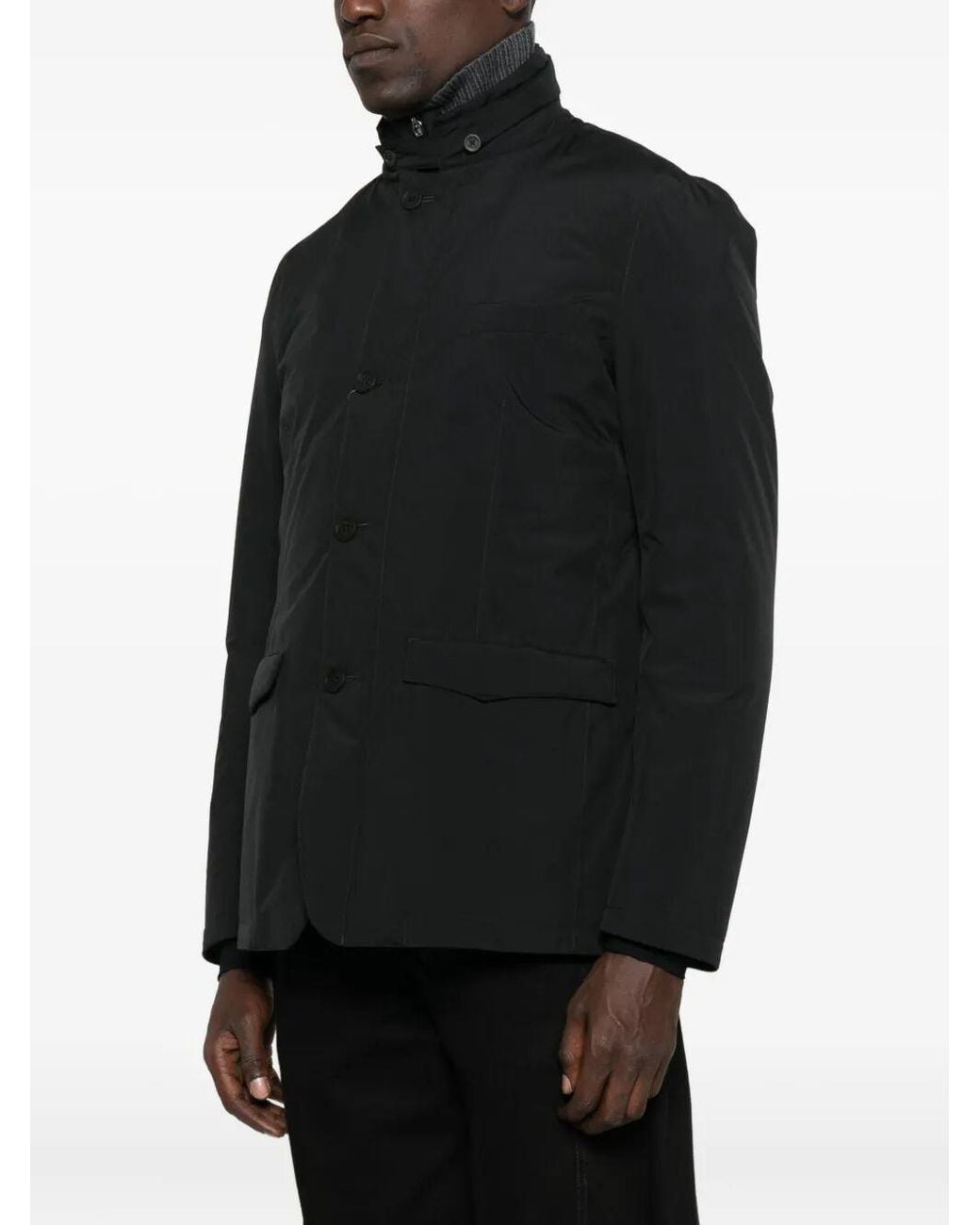 Herno Black Stand-Collar Down Jacket Clothing for men