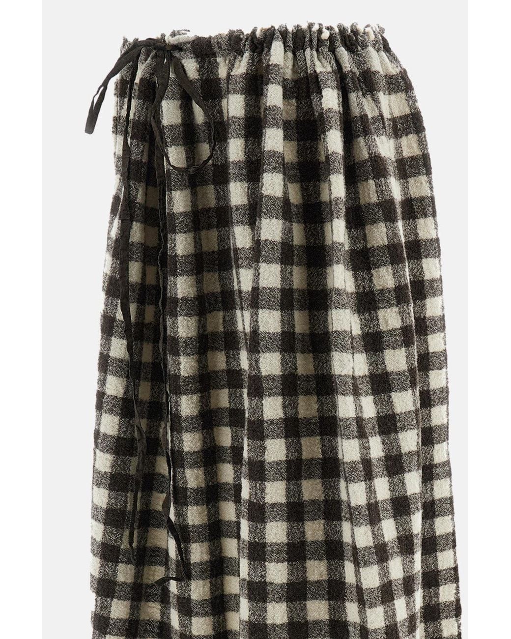 Daniela Gregis Black Skirt With Drawstring Washed Wool