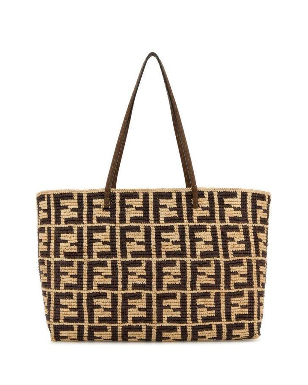 トートバッグ Fendi Embroidered Straw Large Roll Shopping Bag fendi--Embroidered-Straw-Large