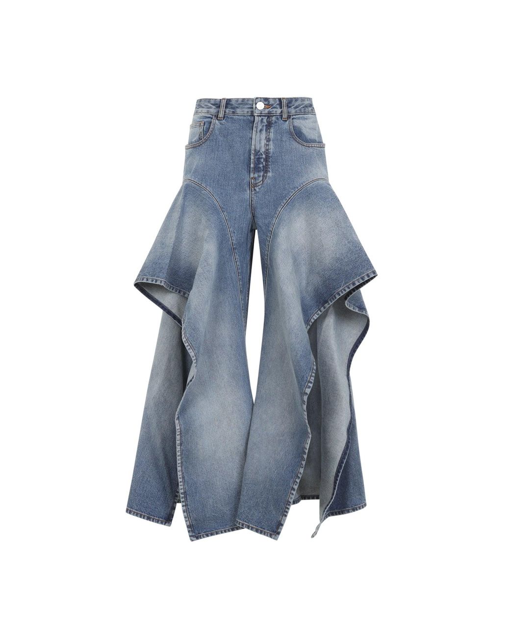 Alaïa Ruffle Faded Jeans in Blue | Lyst