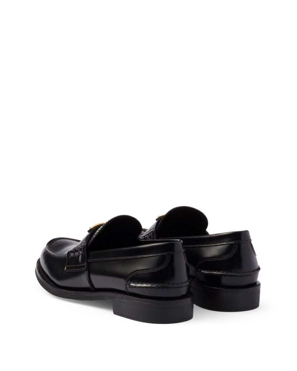 Prada Black Logo Brushed Leather Loafer