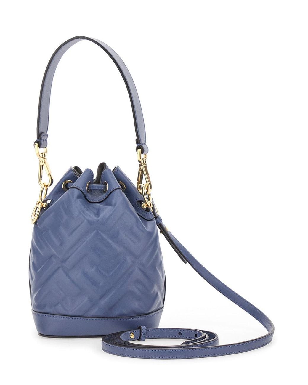 Fendi Blue 'Mon Tresor' Mini Handbag With Adjustable And Removable Shoulder Strap And All-Over Embossed Ff Motif