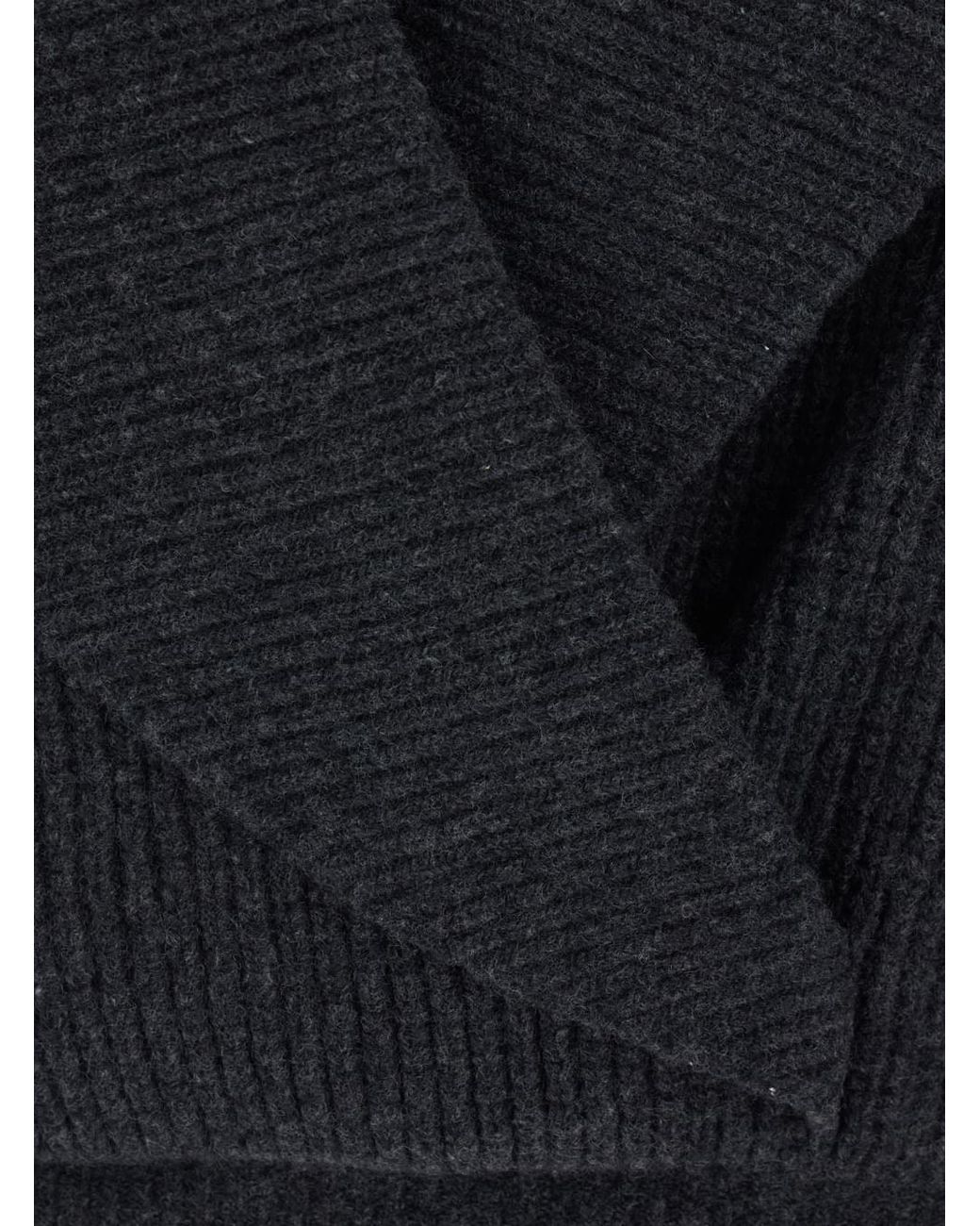 Balmain Black Sweater With Weap Effect And Wide Revers
