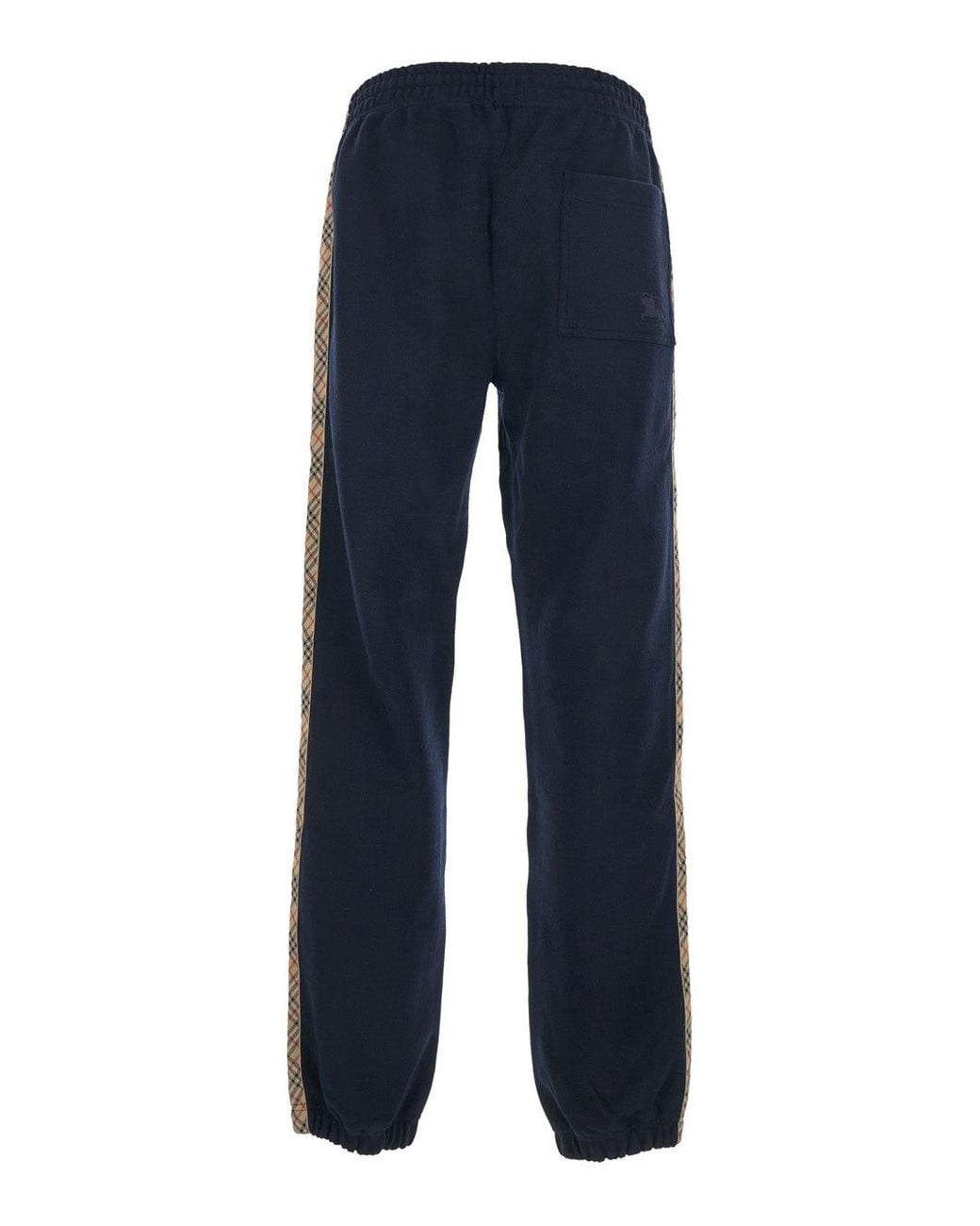 Burberry Blue Trousers With Elastic Waist And Side Bands With Check Motif for men