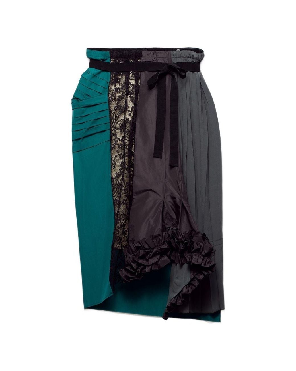 Prada Blue Patchwork Midi Skirt