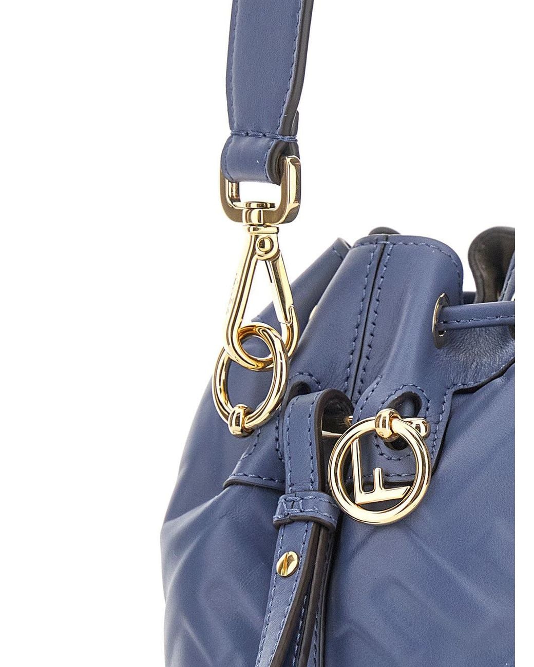 Fendi Blue 'Mon Tresor' Mini Handbag With Adjustable And Removable Shoulder Strap And All-Over Embossed Ff Motif