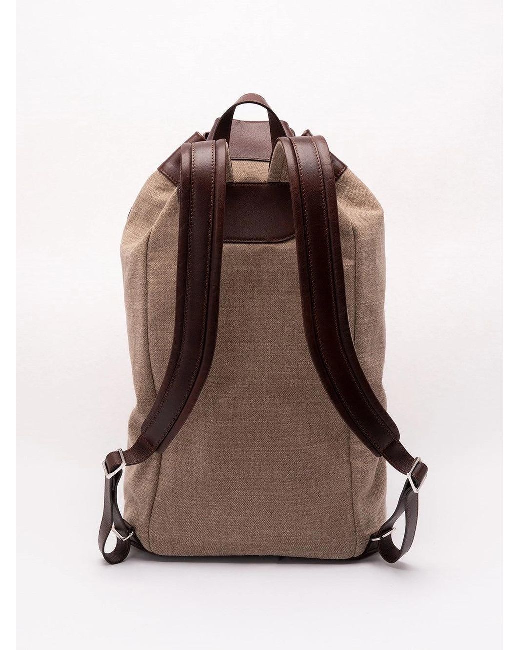 Brunello Cucinelli Brown Drawstring Backpack for men