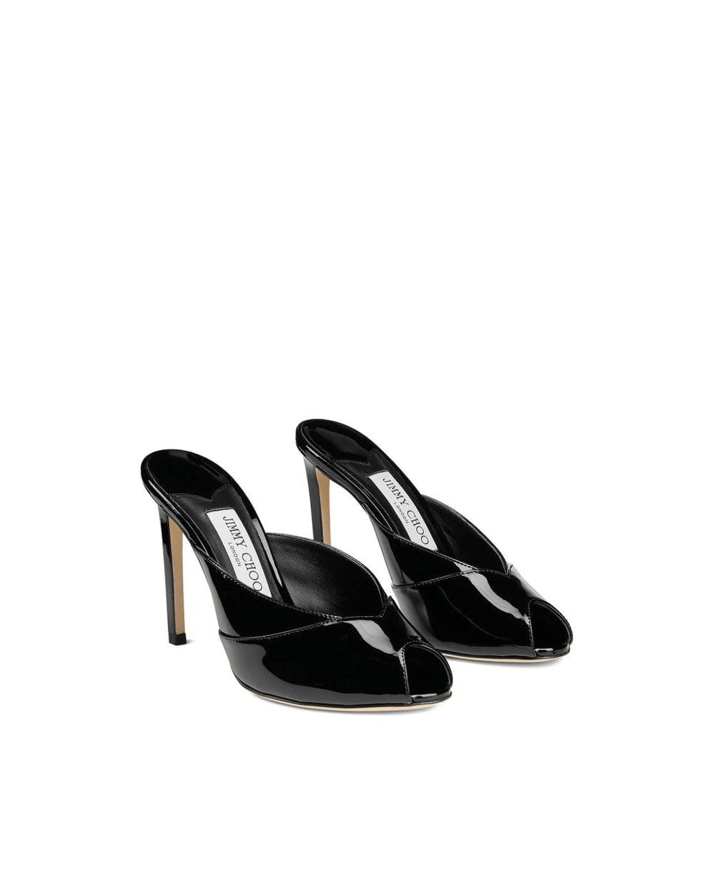 Jimmy Choo Black Brigitte 100 Patent Leather Mules