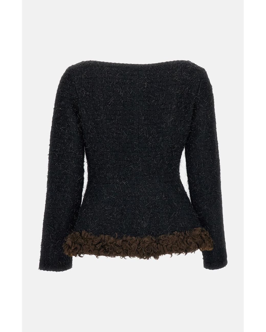 Simone Rocha Black Round Sculpt Tweed Jacket