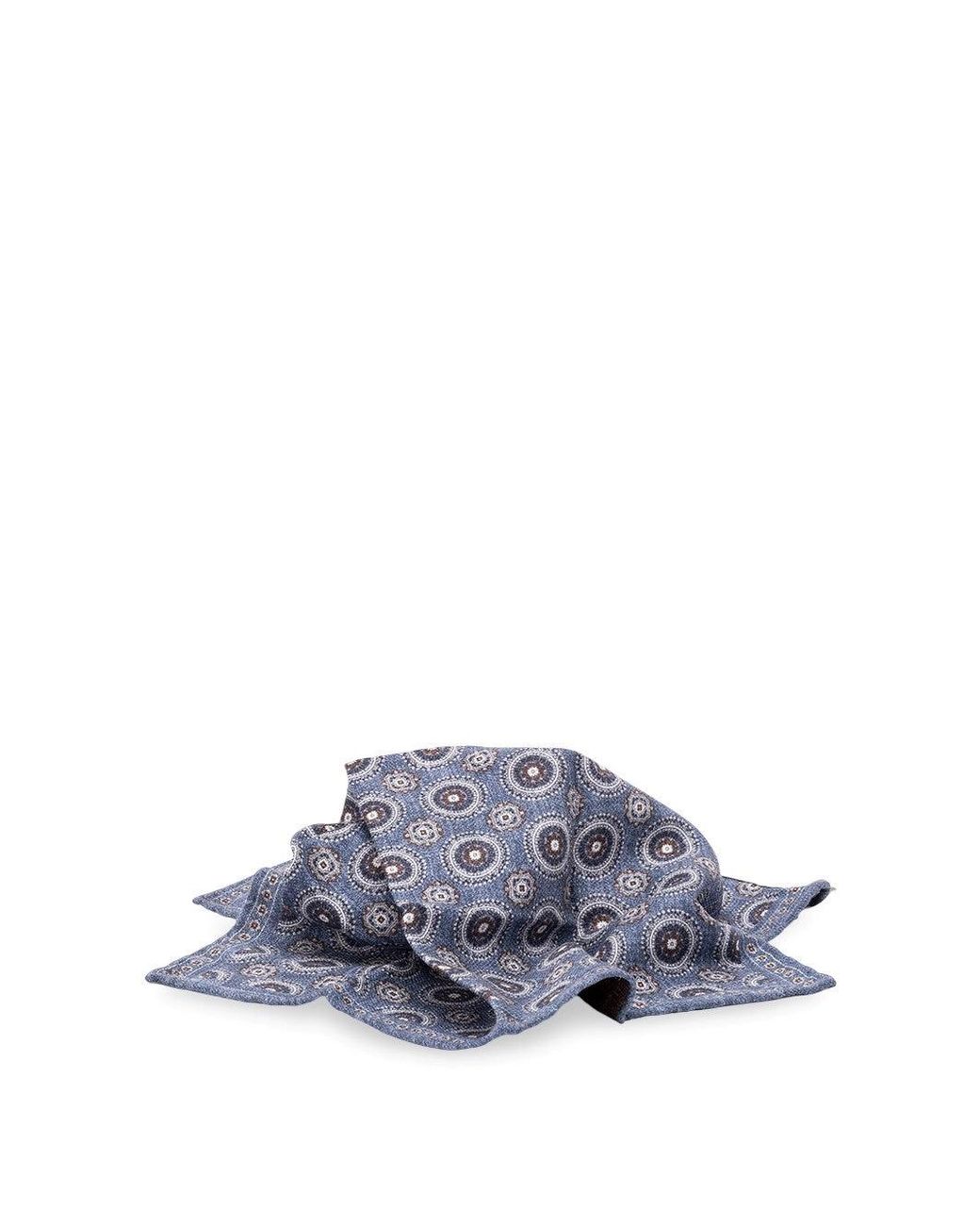 Brunello Cucinelli Blue Silk Pocket Square for men