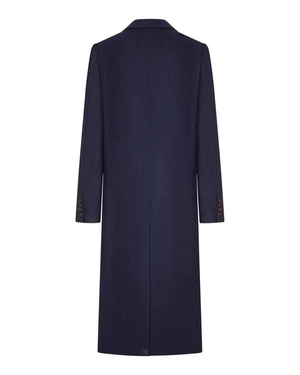 Dries Van Noten Blue Double-Breasted Long Coat