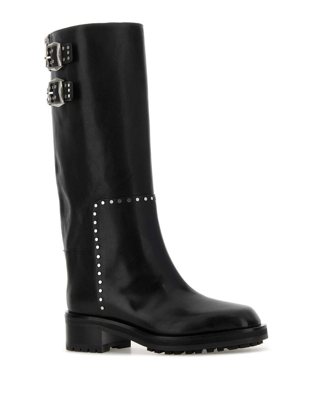 Jimmy Choo Black Brooklyn Studded Leather Boots