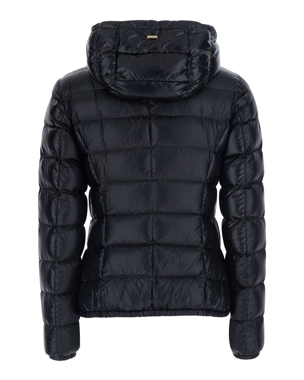 Herno Black Hooded Short Puffer Jacket Polyamide