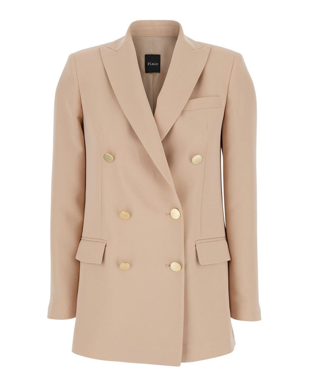 Le Plain Natural Double-Breasted Jacket With Classic Lapels