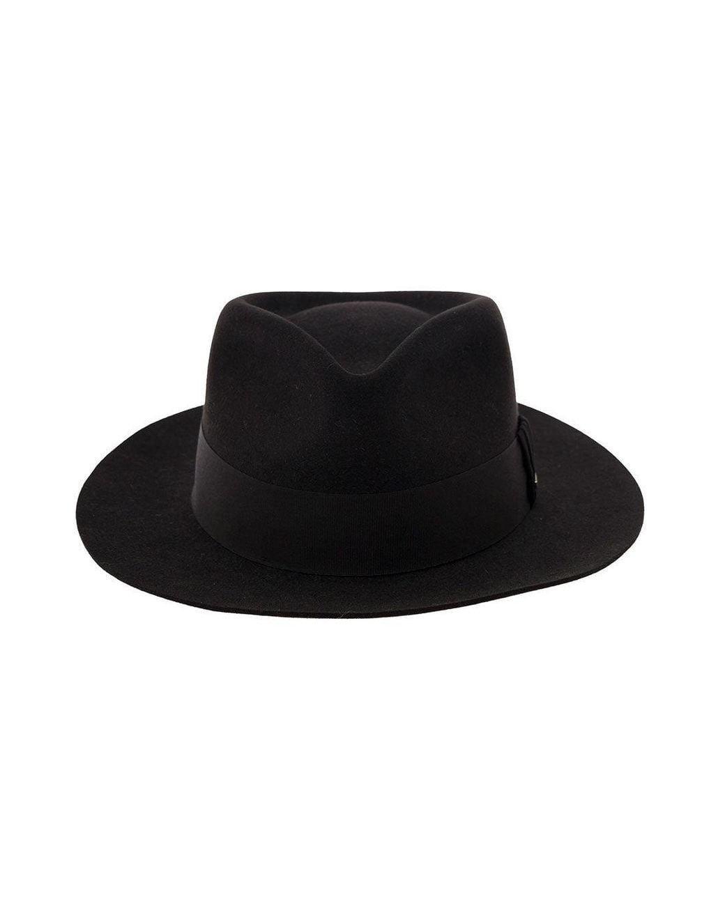 Saint Laurent Black Fedora Hat With Engraved Logo