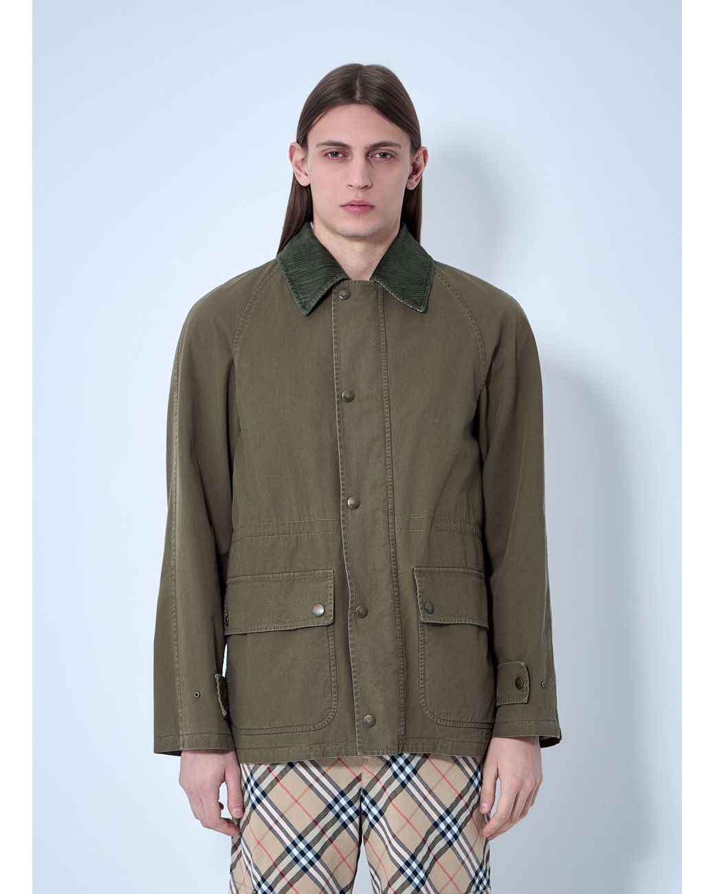 Burberry Cotton Field Jacket in Green for Men | Lyst