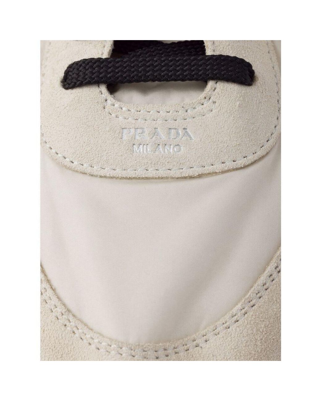 Prada White Collapse Re-Nylon And Suede Elasticized Sneakers for men