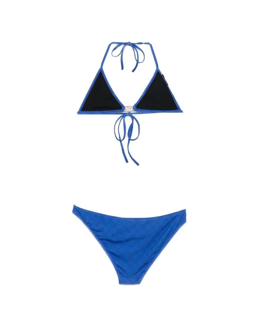 Gucci Blue Gg Triangle Bikini Set