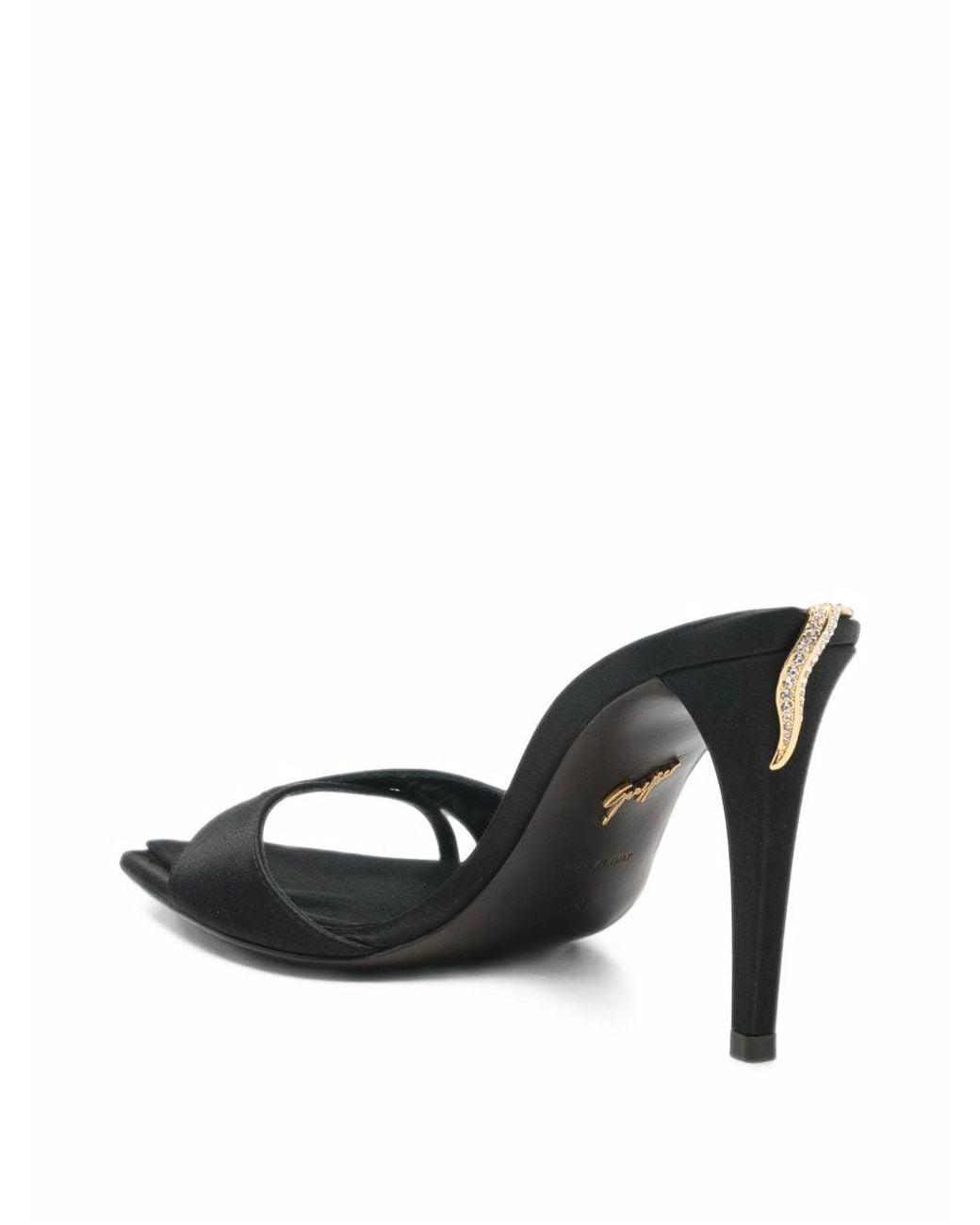 Giuseppe Zanotti Black Satin Heel Mules
