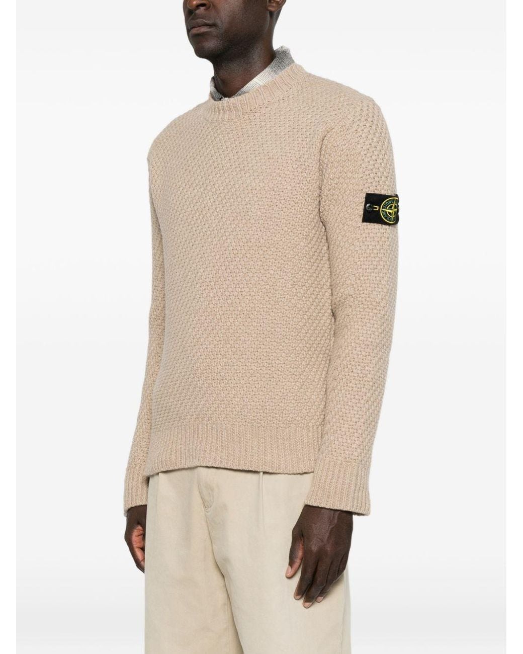 Stone Island Natural Logo Wool Sweater for men