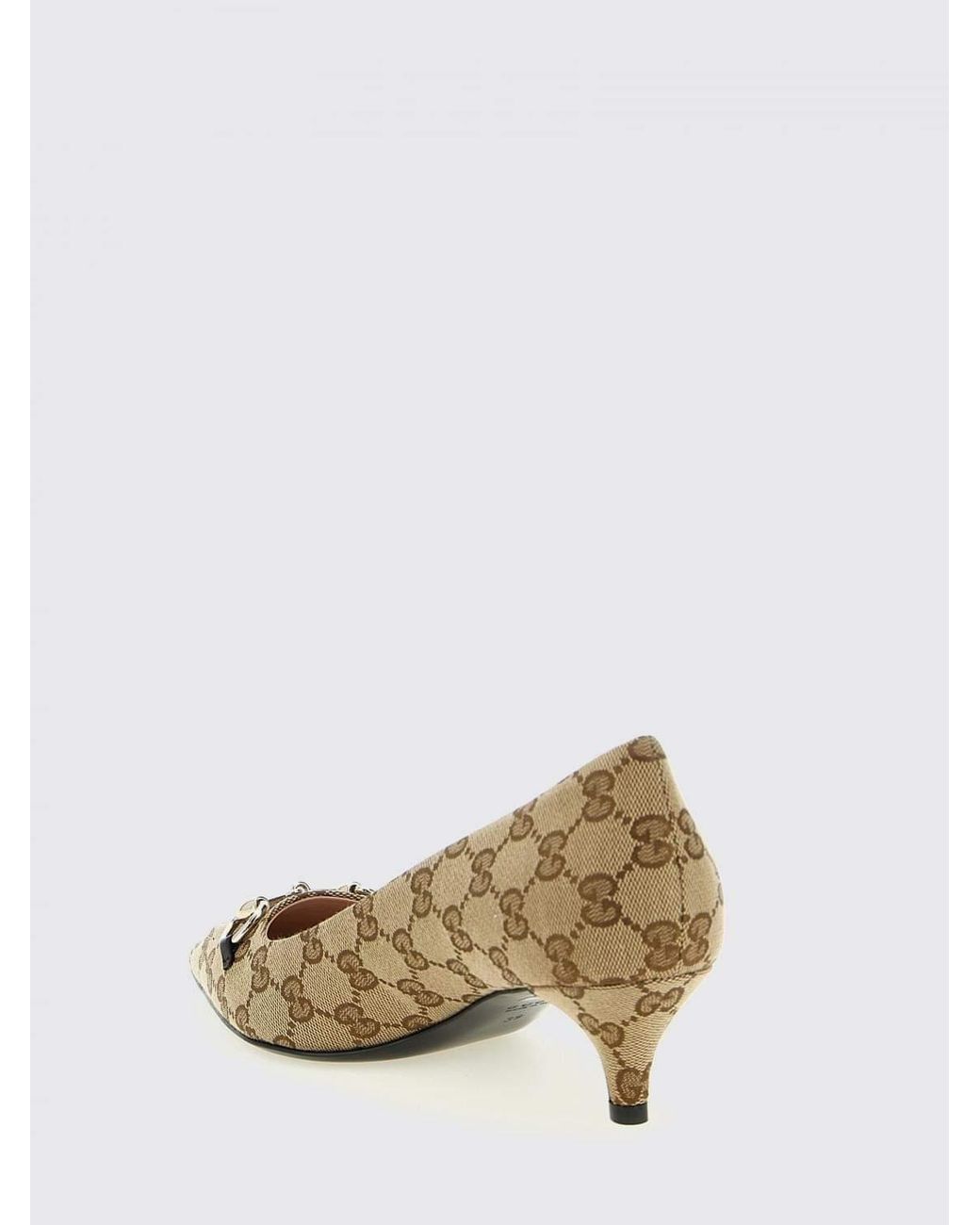 Gucci Natural Horsebit Gg Jacquard Monogram Canvas Pumps
