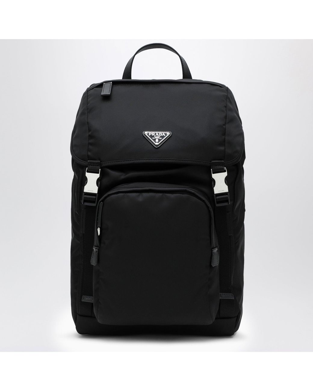 Prada Black Re-Nylon Mini Backpack With Snap Closure for men
