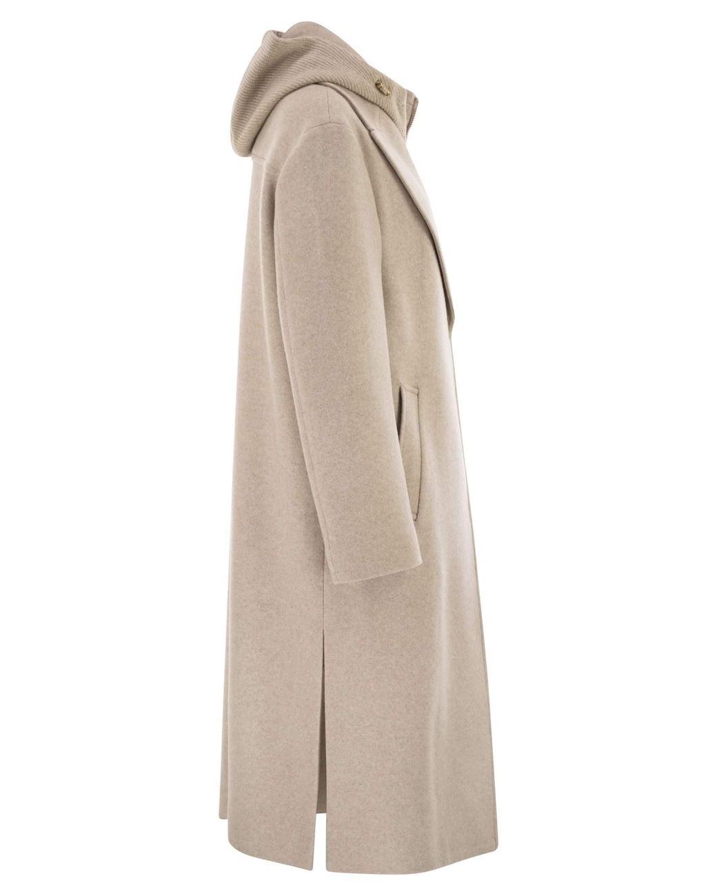 Fay Natural Double Front Wool Jersey Coat