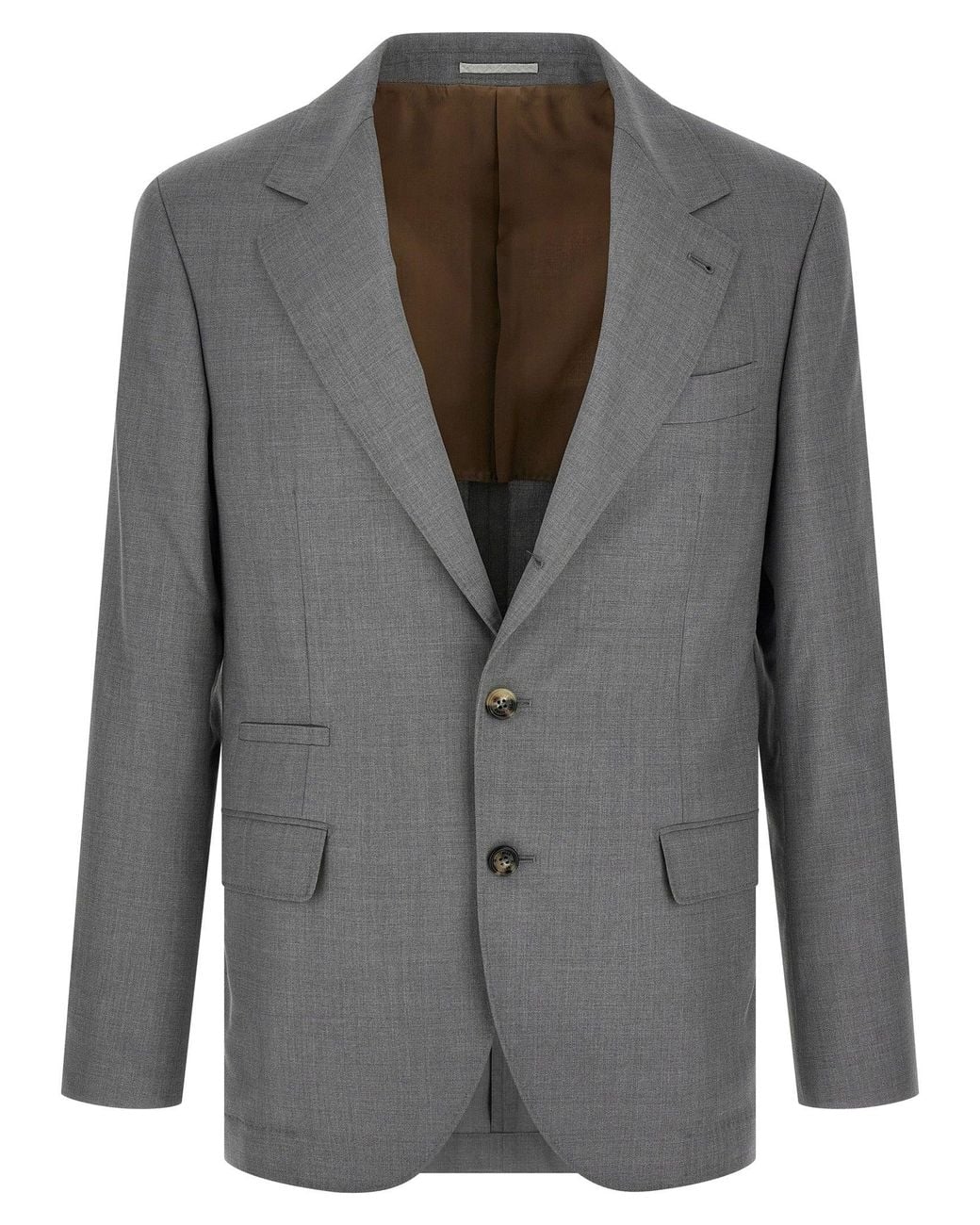 Brunello Cucinelli Gray Hopsack Blazer for men