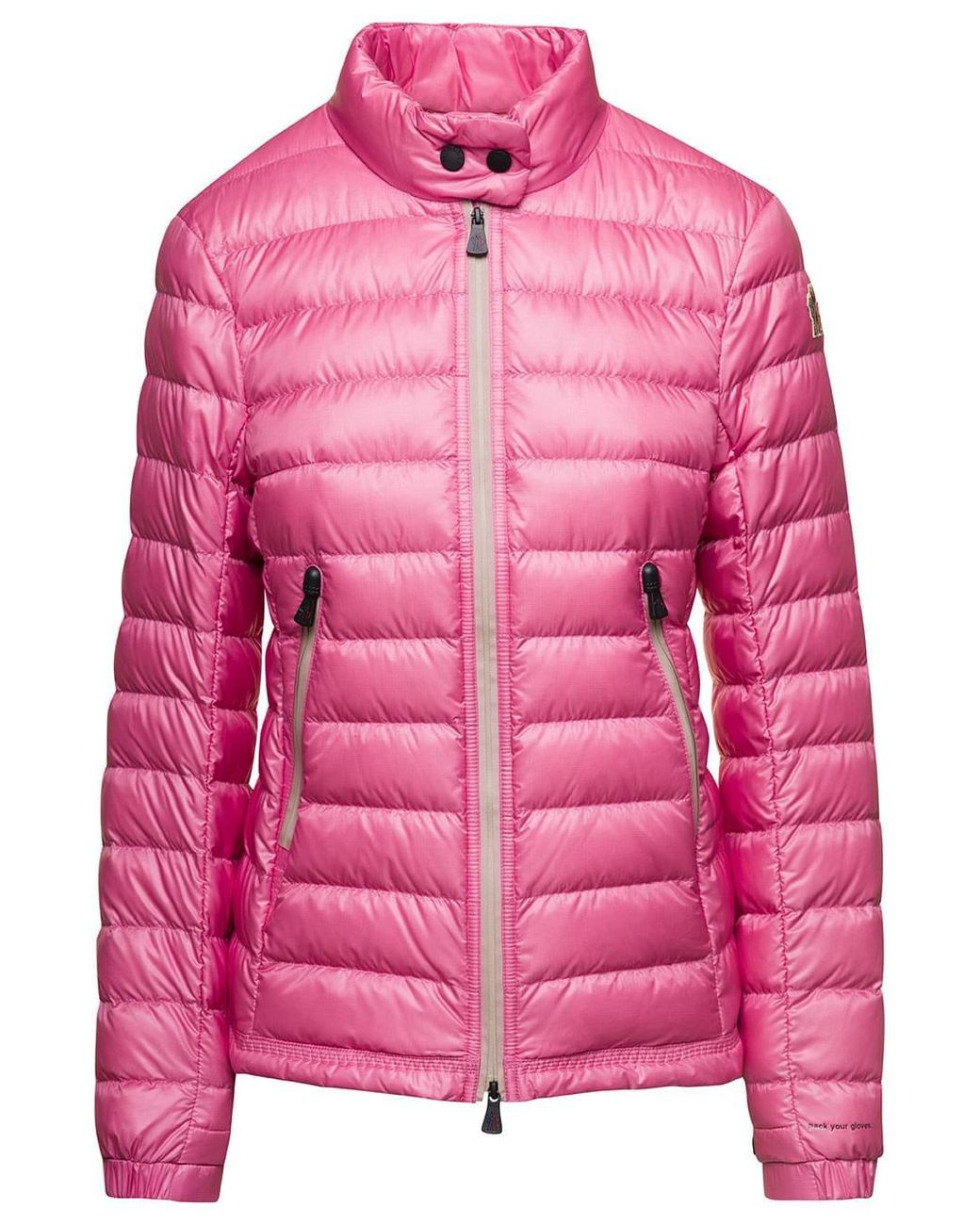 Moncler Pink 'Walibi' Down Jacket With Logo Patch