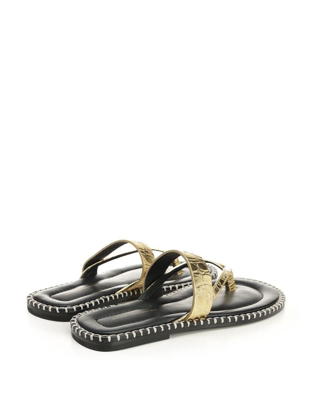Dries Van Noten Multicolor Metallic Leather Flip-Flops