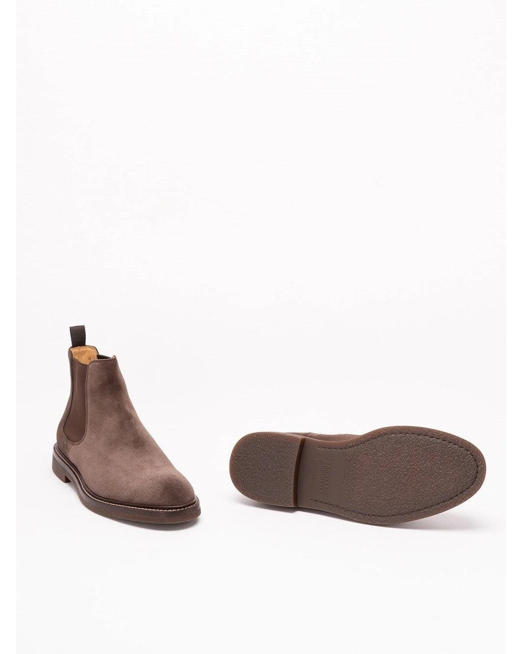 Brunello Cucinelli Brown Suede Chelsea Boots for men