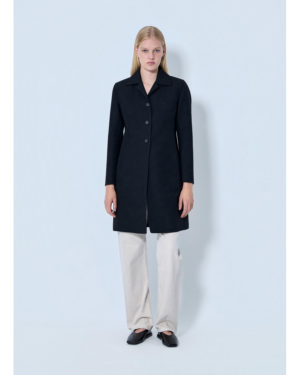 Jil Sander Blue Single-Breasted Wool Coat