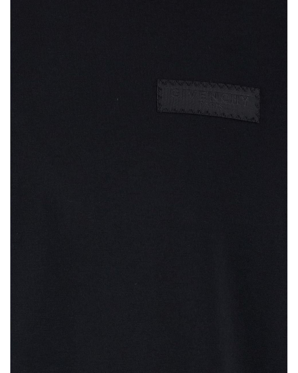 Givenchy Black Crew Neck T-Shirt With Chest Logo Patch for men