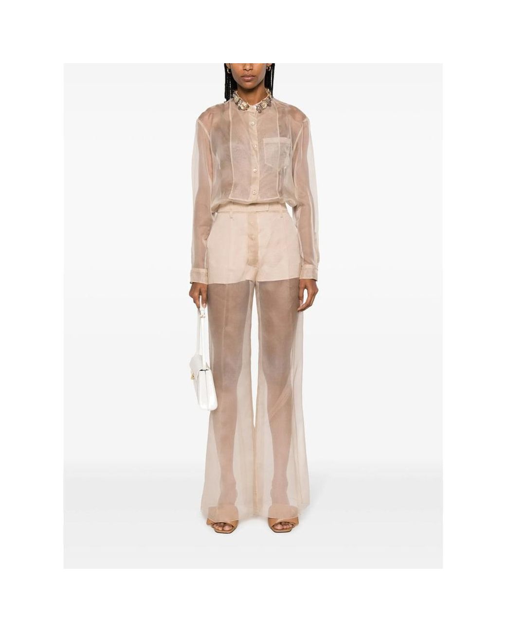 Prada White Neutrals Trousers