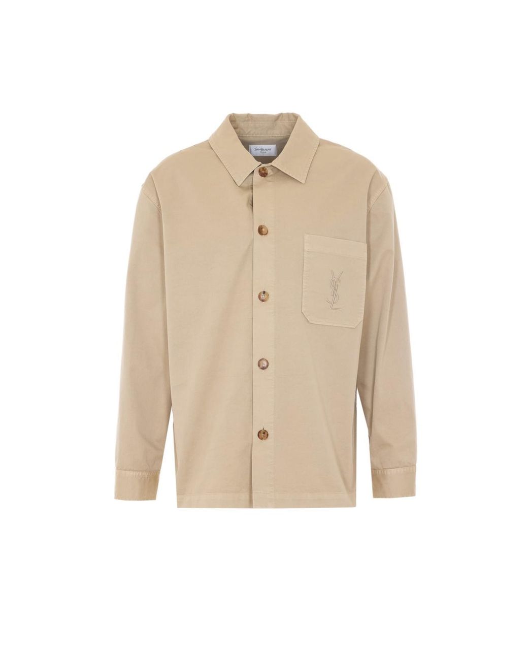 Saint Laurent Natural Cassandre Monogram Logo Overshirt for men