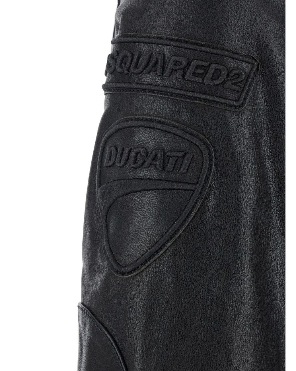 DSquared² Black 'Ducati X D2' Jacket With Mandarin Collar And Logo Embossed On The Back for men