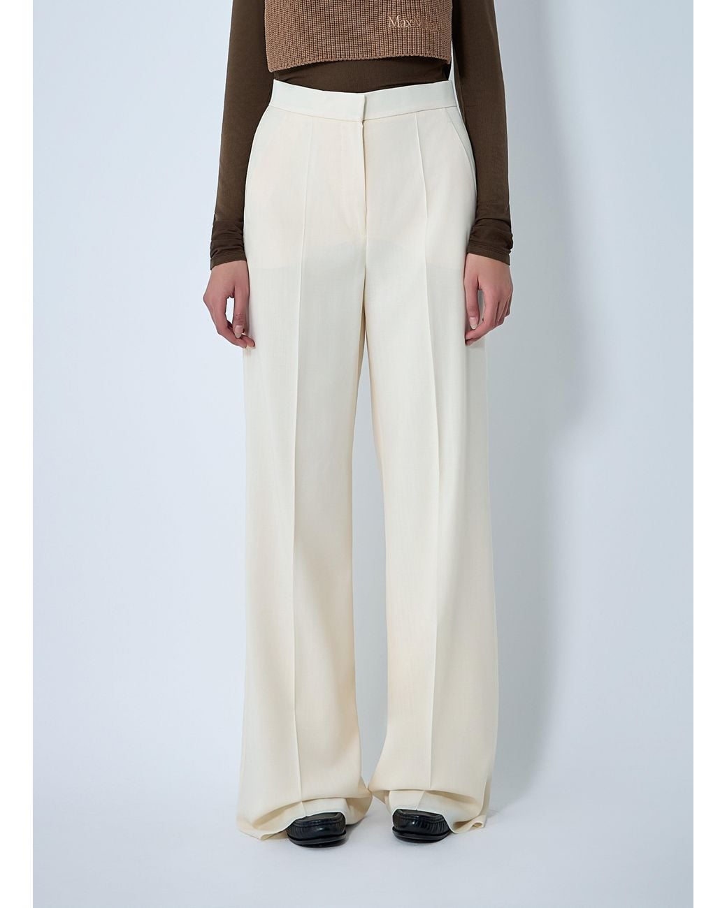 Max Mara White Tailored Wool Pants