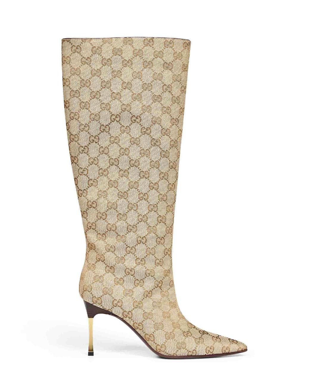 Gucci White Gg Canvas Bombshell Boots