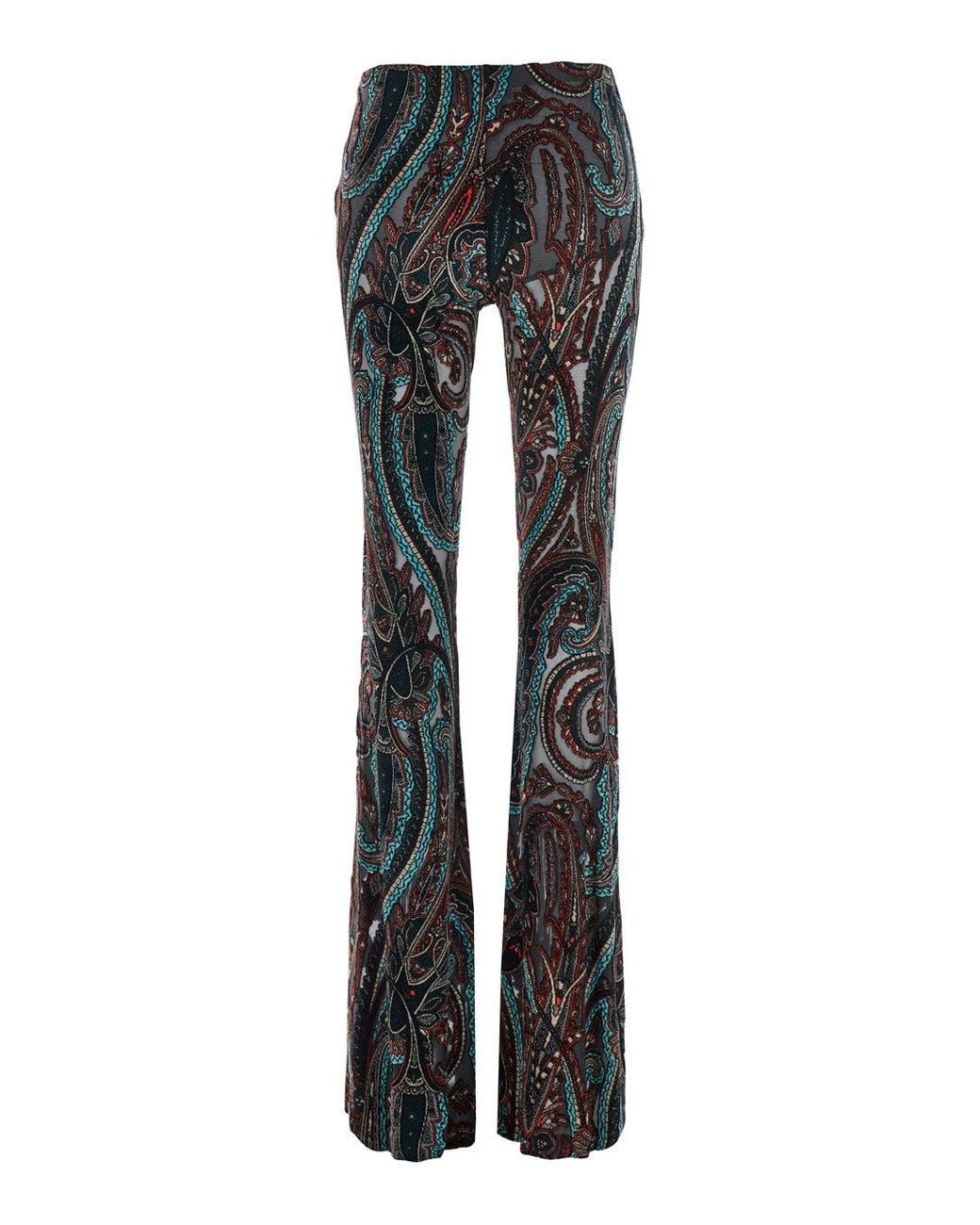 Etro Black High-Waisted Devorè Pants With Pockets