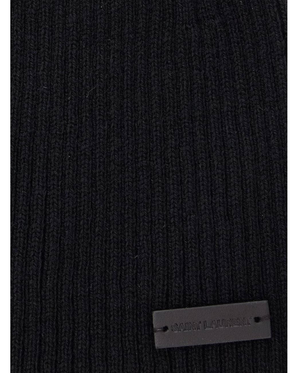 Saint Laurent Blue Beanie With Logo Patch for men