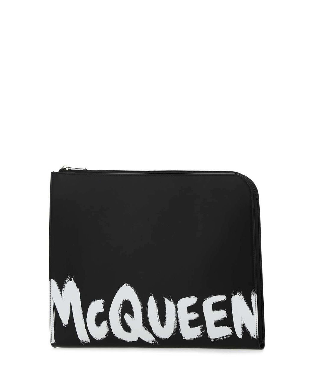 McQueen Black Leather Document Holder for men