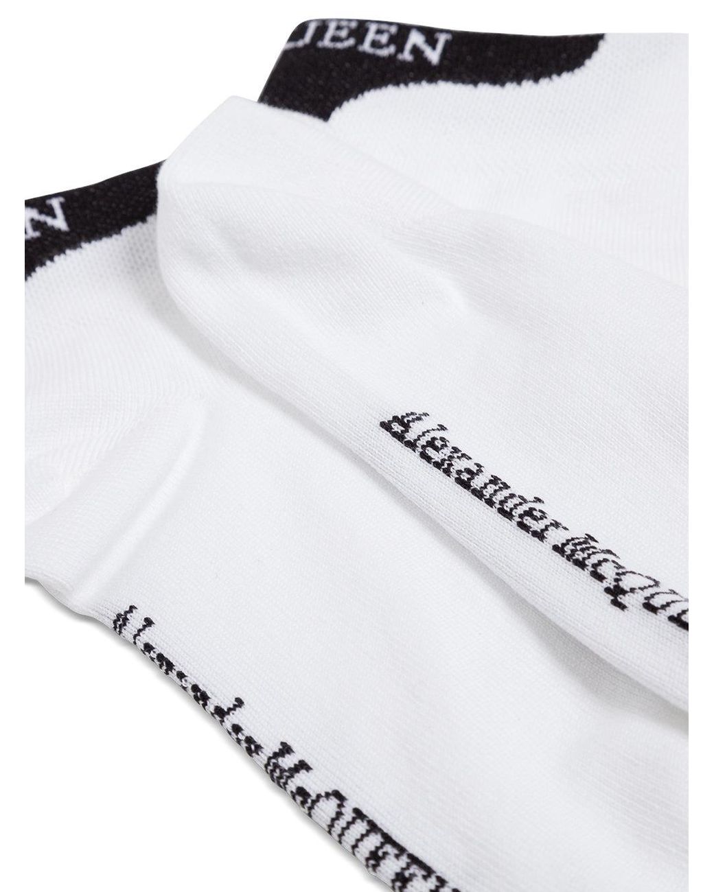 McQueen White Cotton Socks With Logo for men