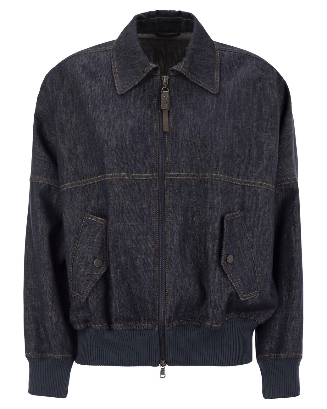 Brunello Cucinelli Denim-Effect Twill Bomber Jacket With